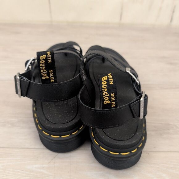 Dr. Martens Black Avry Hydro Leather Strap Sandals Women's Size 10 - Picture 2 of 5